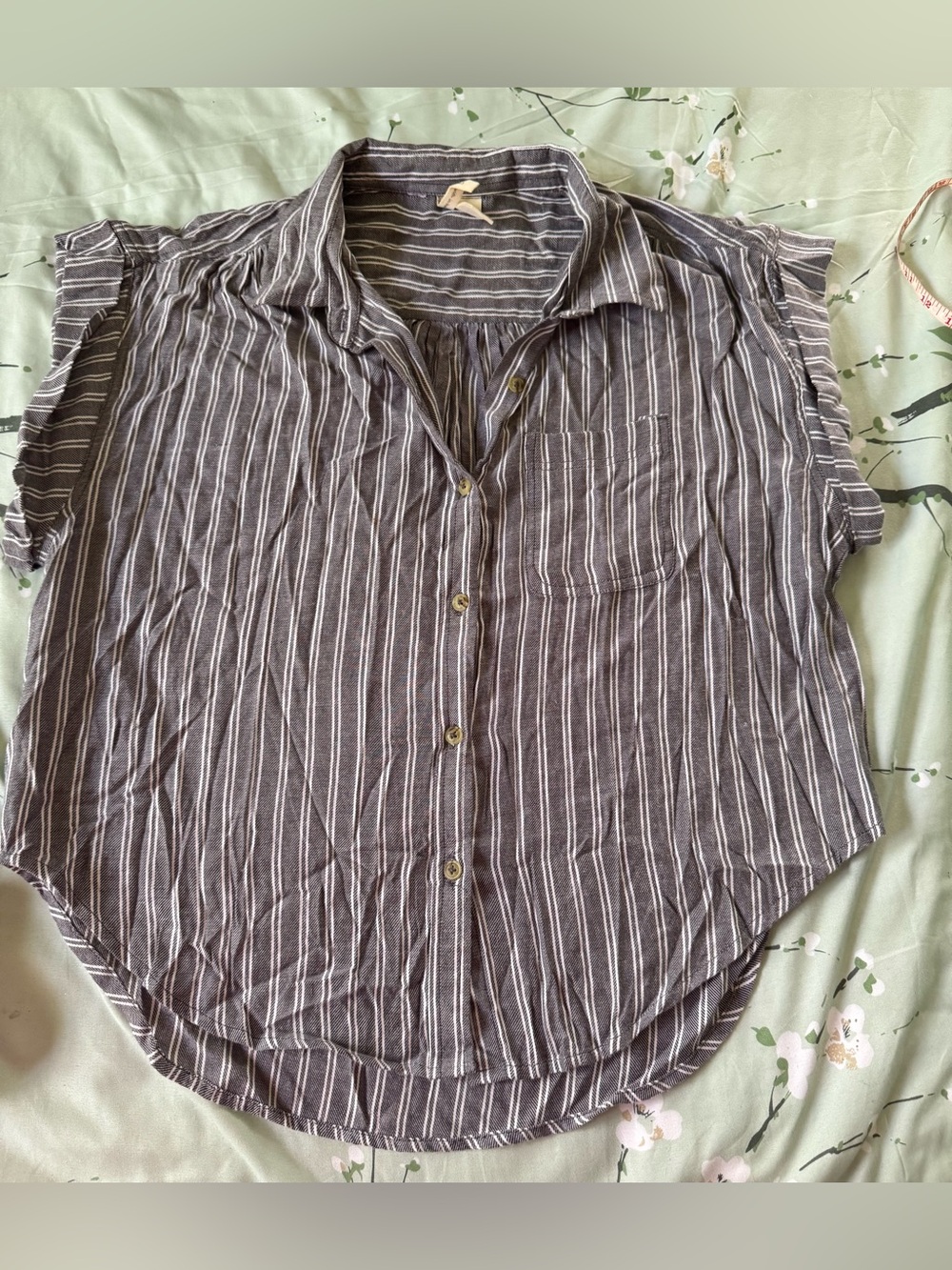 Japna Women's Gray Striped Button-Down Shirt-Worn Once